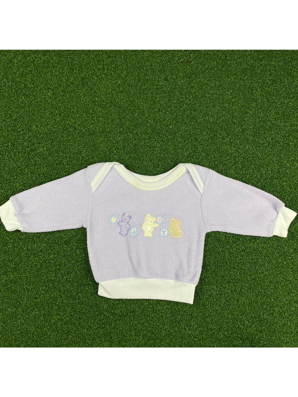 Vintage 80s Little Lindsey Lilac Fleece Baby Crewneck Sz 6-9Mo